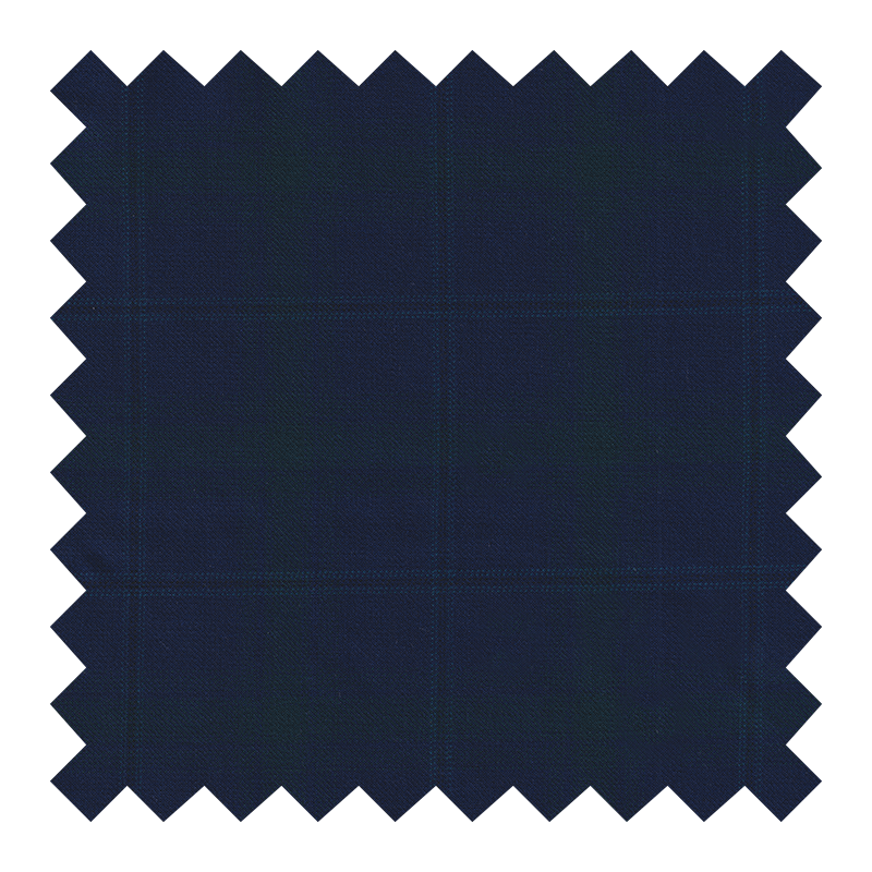 T6/1003 100% LANA AZUL A CUADROS AZULES Y VERDES