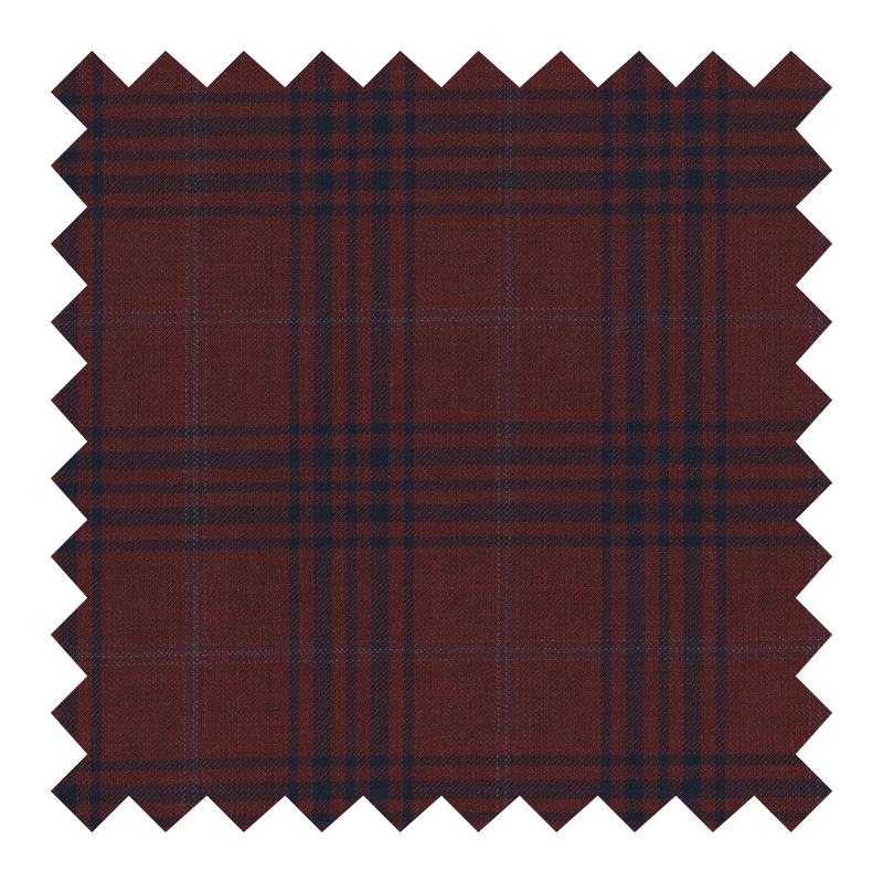 T6/1005 100% LANA ROJO CUADROS AZULES