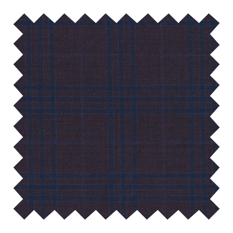 T6/1008 100% LANA VINO CUADROS AZULES