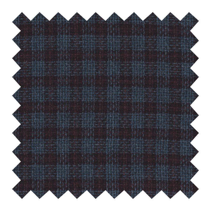 3790/0644 AZUL CUADROS VINO 95% LANA 5% SEDA