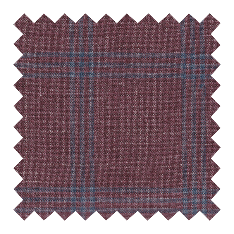 4670/0827 ROJO JASPEADO VENTANAS AZULES 70% LANA 17% SEDA 13% LINO
