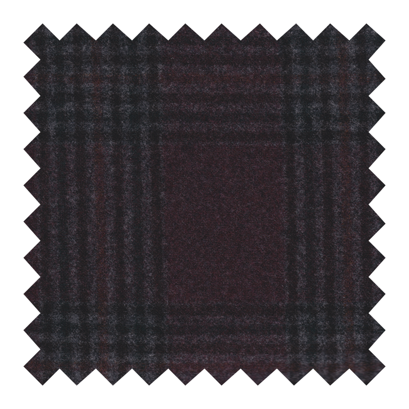 9141/2295 FRANELA VINO CUADRO CAFE Y BEIGE 89% LANA 6% SEDA 5% CASHMERE 14MILMIL14 *