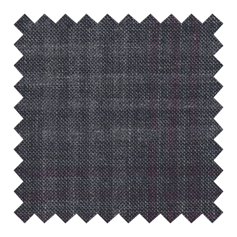 9481/1011 GRIS A CUADROS VENTANAS VINO 60% LANA 25% SEDA 15% CASHMERE (TARJETAS) pocos mts.