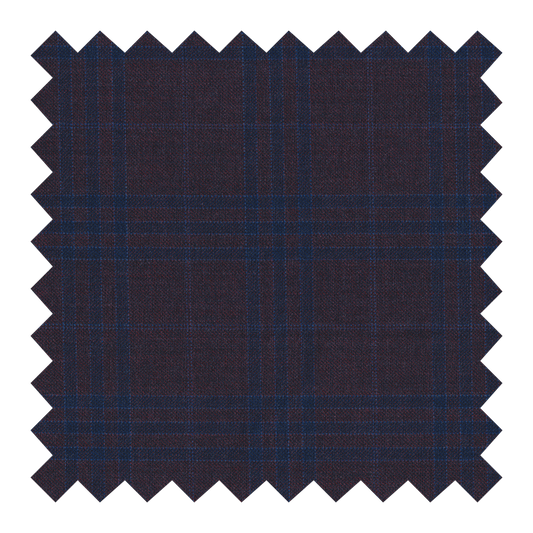 T6/1008 NUEVO 100% LANA VINO CUADROS AZULES
