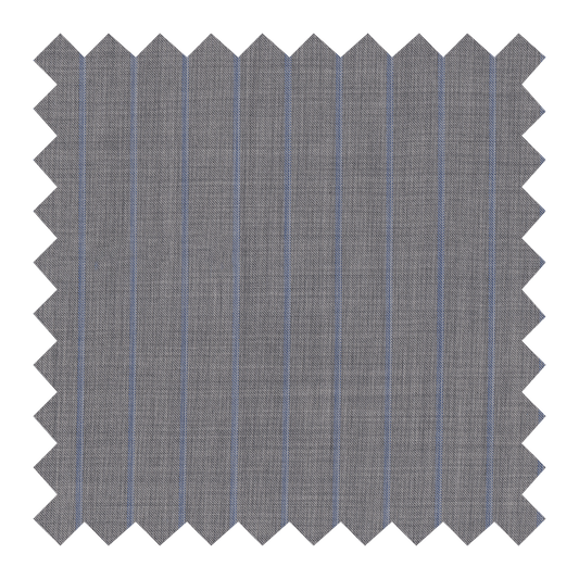 T7/155 NUEVO  100% LANA GRIS CLARO A RAYAS BLANCAS Y AZULES