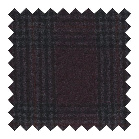 9141/2295 FRANELA VINO CUADRO CAFE Y BEIGE 89% LANA 6% SEDA 5% CASHMERE 14MILMIL14 *